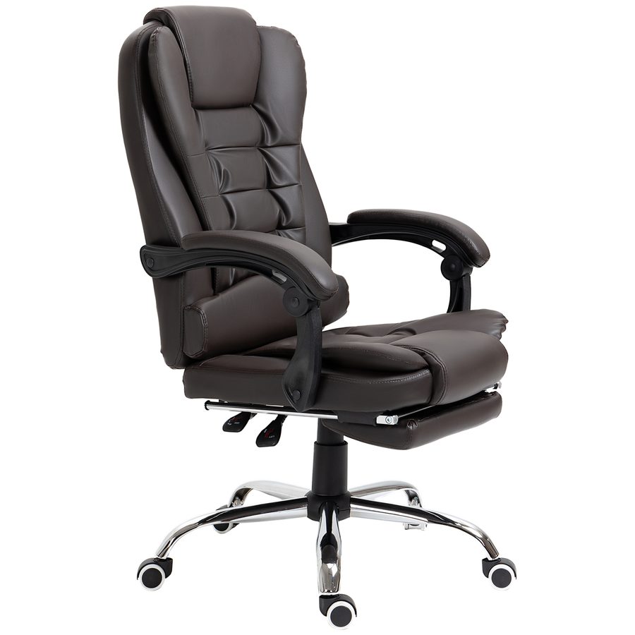 HOMCOM Bürostuhl Chefsessel bequeme Rückenlehne neigbar Rollen P.U 64,5 x 69 x 117 cm Café   Aosom
