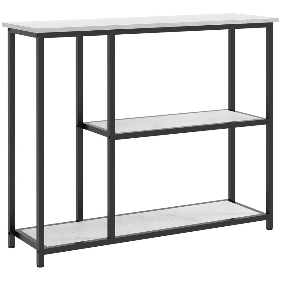 HOMCOM Konsolentisch Flurtisch mit 2 Ebenen Beistelltisch Sofatisch mit Kippschutz Stahl Weiß 100 x 30 x 80 cm für Wohnzimmer & Flur   Aosom.de von HOMCOM