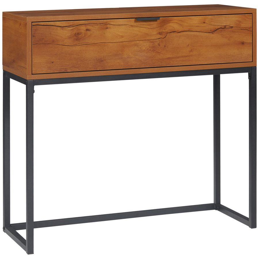 HOMCOM Konsolentisch mit Schublade, Sofatisch Flurtisch, Beistelltisch für Wohnzimmer & Flur, Stahl, Natur, 80x30x76 cm   Aosom.de von HOMCOM