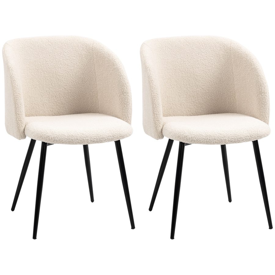 HOMCOM Esszimmerstühle 2er Set Küchenstuhl mit Ergonomischer Rückenlehne, Lammwoll-Optik, modern Polsterstuhl mit Stahlbeine Armlehne, Wohnzimmerstuhl Stühle für Esstisch Esszimmer, Cremeweiß   Aosom von HOMCOM