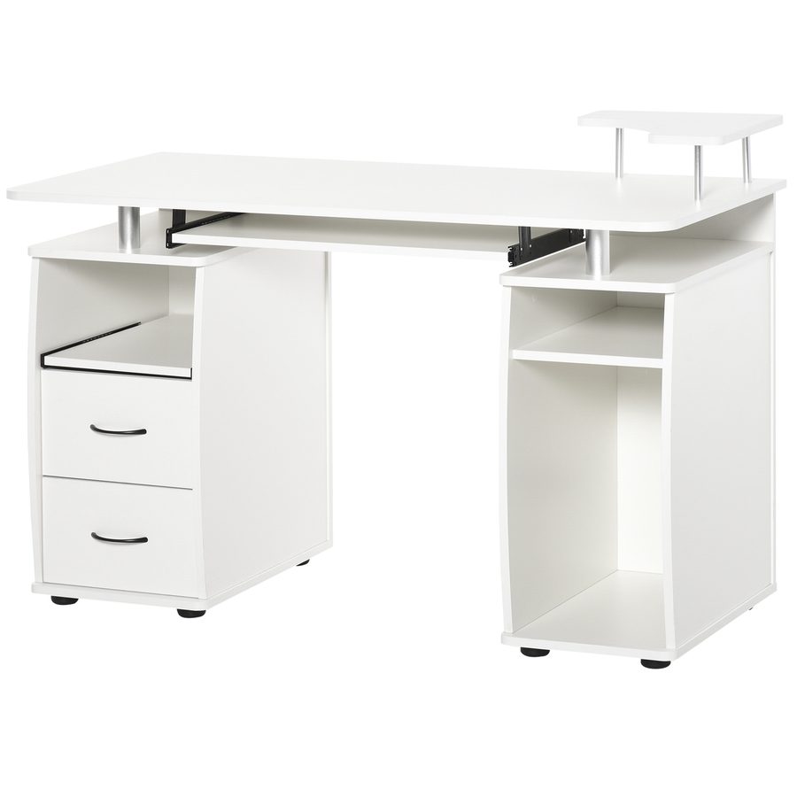 HOMCOM Computertisch Multimedia Mehrzweck Aufbewahrung 120L x 55B x 85H cm in weißem Holz   Aosom von HOMCOM