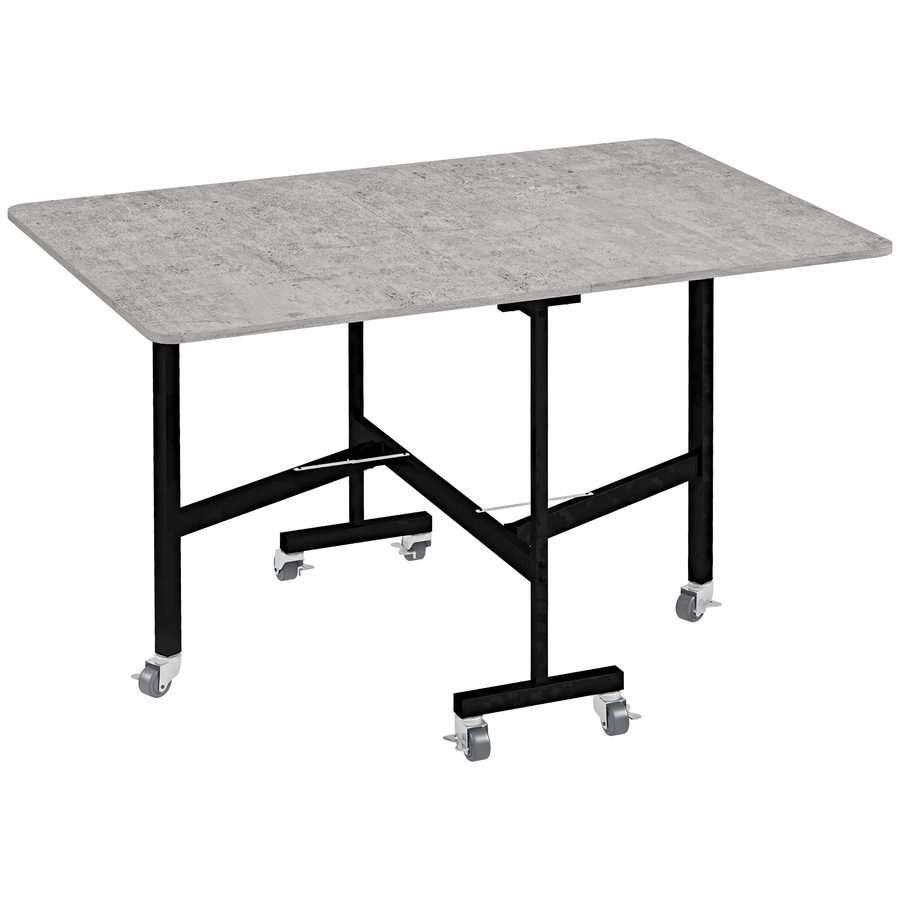 HOMCOM Klappbarer Esstisch mit Rollen für 4-6 Personen, Stahlbeine, ausziehbar 52,5-120 x 80 x 73 cm, ideal für Küche & Esszimmer   Aosom.de von HOMCOM