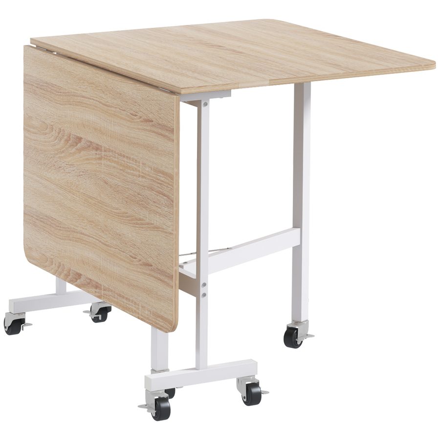 HOMCOM Esstisch für 4-6 Personen, klappbar mit Rollen, Stahlrahmen, belastbar bis 50 kg, Küchentisch in Eiche für Küche und Esszimmer   Aosom.de von HOMCOM