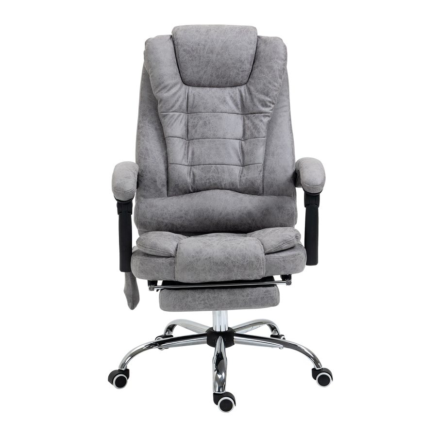 Vinsetto Bürostuhl mit Vibrationsmassage Ergonomischer Schreibtischstuhl mit Wärmefunktion, Liegefunktion, Fußstütze Höhenverstellbar Computerstuhl Chefsessel mit Fernbedienung, Seitentasche Grau   Aosom von Vinsetto
