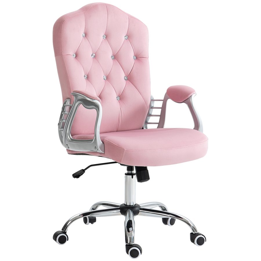 HOMCOM Bürostuhl für Frauen, ergonomischer Schreibtischstuhl mit Wippfunktion, höhenverstellbar, Belastbarkeit 120 kg, Rosa  Aosom von Vinsetto