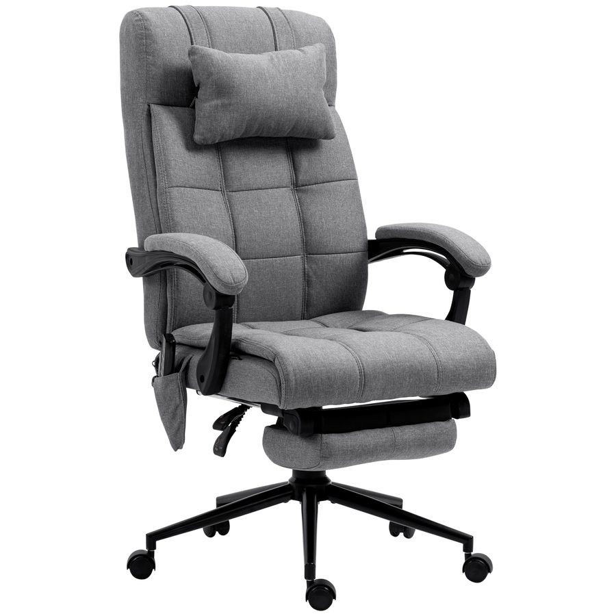 Vinsetto Bürostuhl mit Massagefunktion ergonomisch höhenverstellbar mit Lendenheizung Fußstütze Kopfstütze Polyester Grau 66x76x112-120cm   Aosom.de von Vinsetto