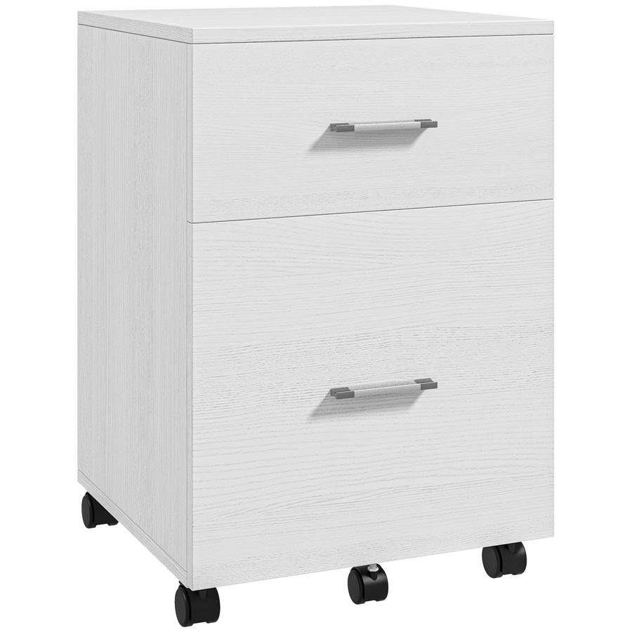 HOMCOM Schreibtisch-Rollcontainer mit 2 Schubladen, Rollcontainer fürs Büro, mobiler Schubladenschrank für A4- oder Letter-Ordner, Home-Office, 39,5x39x58,5 cm, Weiß   Aosom von HOMCOM