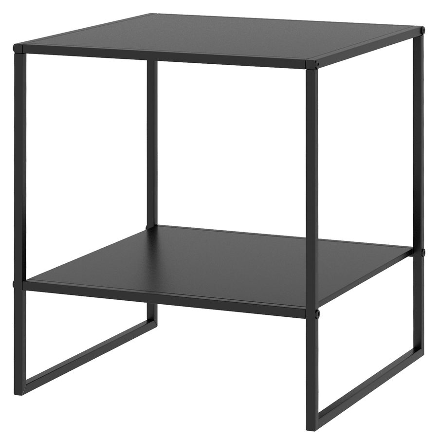HOMCOM Beistelltisch Couchtisch mit Ablage 40x40x45 cm, Kaffeetisch mit Stahlrahmen, Nachttisch für Wohnzimmer & Schlafzimmer in Schwarz   Aosom.de von HOMCOM