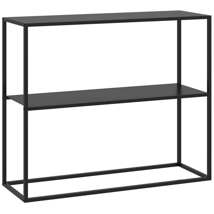 HOMCOM Konsolentisch Flurtisch Beistelltisch aus Stahl mit 2 Ebenen und Kippschutz 90x30x75 cm für Eingangsbereich   Aosom.de von HOMCOM