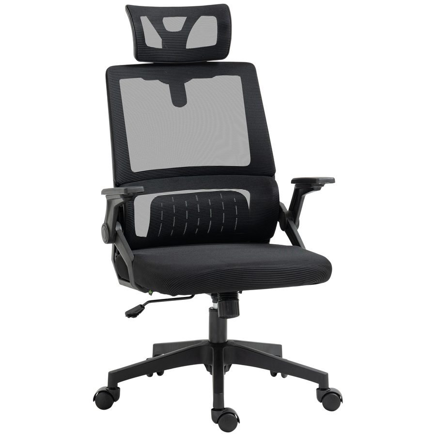 Vinsetto Bürostuhl ergonomisch verstellbar mit Kopfstütze und Armlehnen, höhenverstellbarer Computerstuhl mit Drehstuhl und Wippfunktion   Aosom.de von Vinsetto