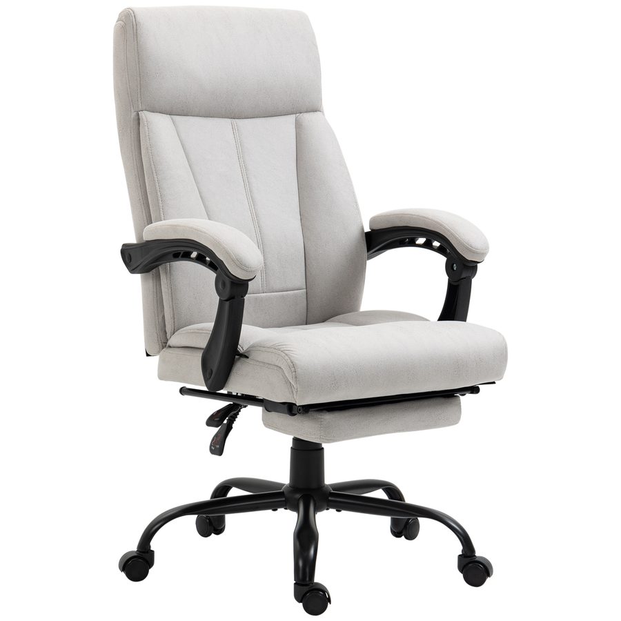 Vinsetto Bürostuhl mit Massagefunktion, ergonomischer Chefsessel mit höhenverstellbarer Fußstütze, Hellgrau für Büro & Homeoffice   Aosom.de von Vinsetto
