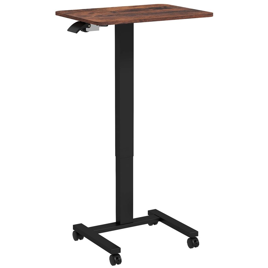 Vinsetto Höhenverstellbarer Laptoptisch, mit 4 Rollen, 2 Bremsen, 65 cm x 48 cm x 108 cm, mit Handkurbel, Bremse, Spanplatte, Rustikal-Braun  Aosom von Vinsetto