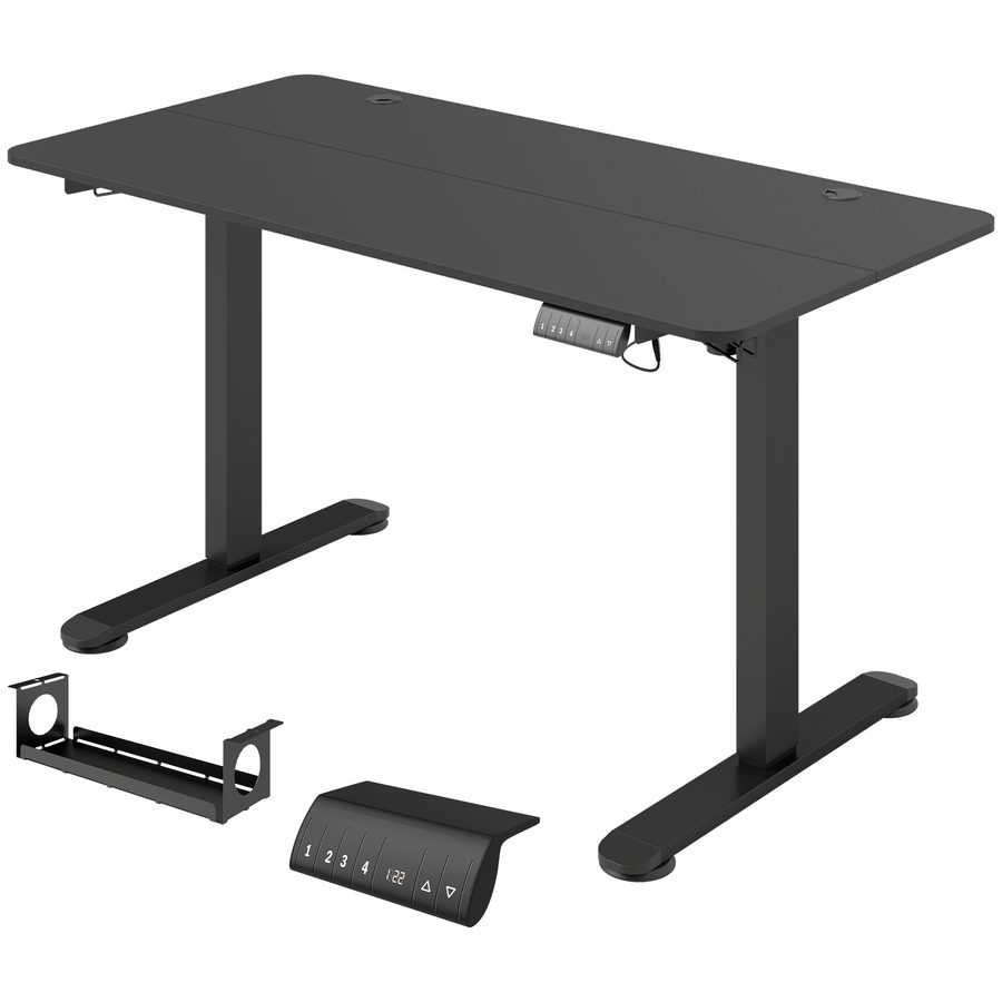 Vinsetto Steh-Sitz Schreibtisch, elektrisch, mit Anti-Kollision, Überhitzungsschutz, Speicheroptionen, 140x70x72-116cm, Spanplatte, Schwarz  Aosom von Vinsetto