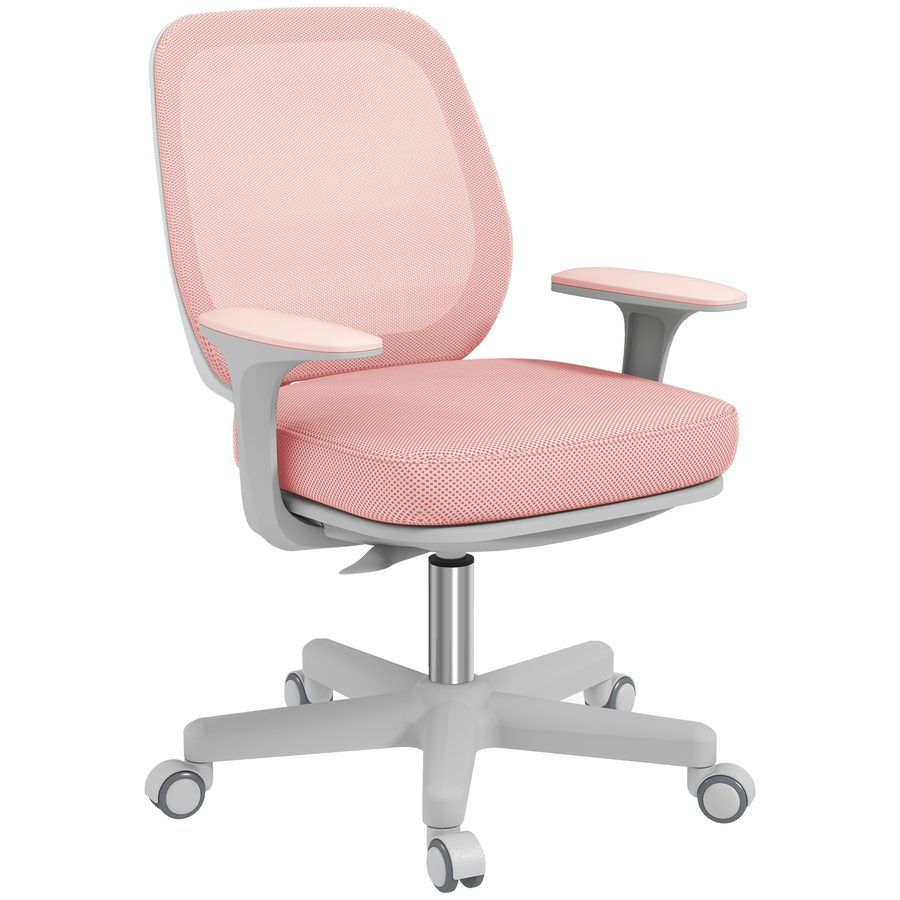 Vinsetto Bürostuhl, Ergonomisch Schreibtischstuhl mit Drehfunktion, Höhenverstellbar Computerstuhl für Home-Office, Polyester, Rosa   Aosom von Vinsetto
