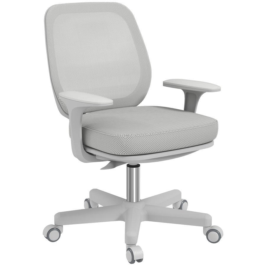 Vinsetto Bürostuhl, Ergonomisch Schreibtischstuhl mit Drehfunktion, Höhenverstellbar Computerstuhl für Home-Office, Polyester, Grau   Aosom von Vinsetto