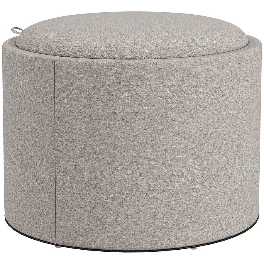 HOMCOM Sitzhocker mit Stauraum, Runder Hocker mit Klappdeckel Couchtisch, 56 x 56 x 42 cm Polsterhocker mit Leinenoptik, für Wohnzimmer, Schlafzimmer, Hellgrau   Aosom von HOMCOM