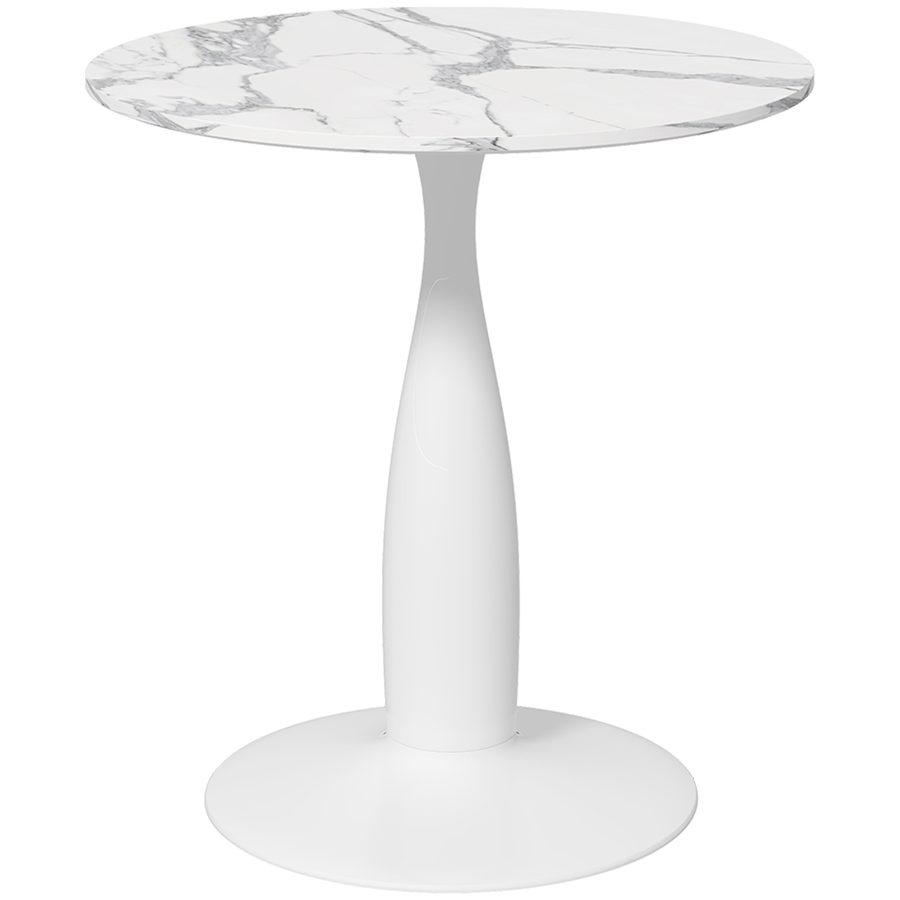 HOMCOM Esstisch 70 x 70 cm rund Küchentisch für 4 Personen Esszimmertisch mit Mamoroptik, Säule-Bein, Kaffeetisch moderner Tisch für Küche, Esszimmer und Wohnzimmer Weiß   Aosom von HOMCOM