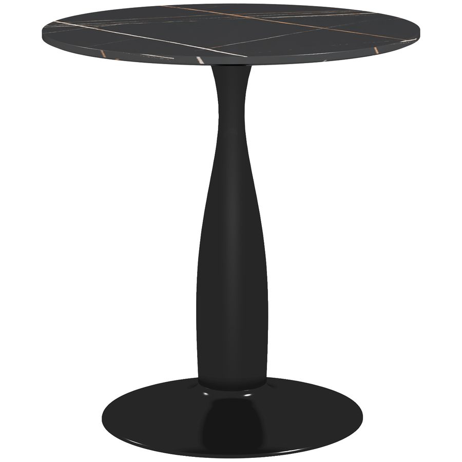 HOMCOM Esstisch, Runder Küchentisch, Moderner Esszimmertisch Kaffeetisch mit Stahlgestell, Bartisch für 2 Personen, Ø70 x 74 cm, Schwarz   Aosom von HOMCOM