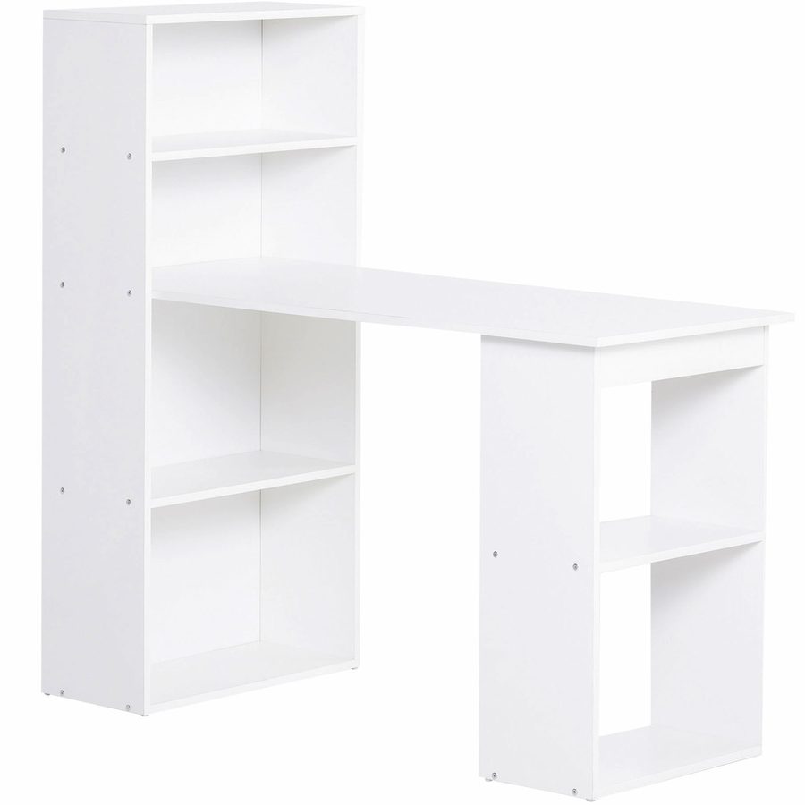 HOMCOM Schreibtisch Küchentisch mit Regal 120x55cm Computertisch Laptoptisch Arbeitstisch in Weiß für Büro & Home Office   Aosom.de von HOMCOM
