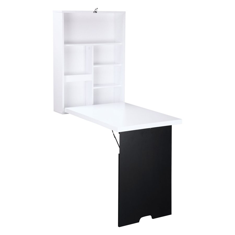HOMCOM Wandtisch Klappschreibtisch mit 5 Fächern, Tafel in Weiß und Schwarz, 60x94,5x147cm, platzsparend für Home Office   Aosom.de von HOMCOM