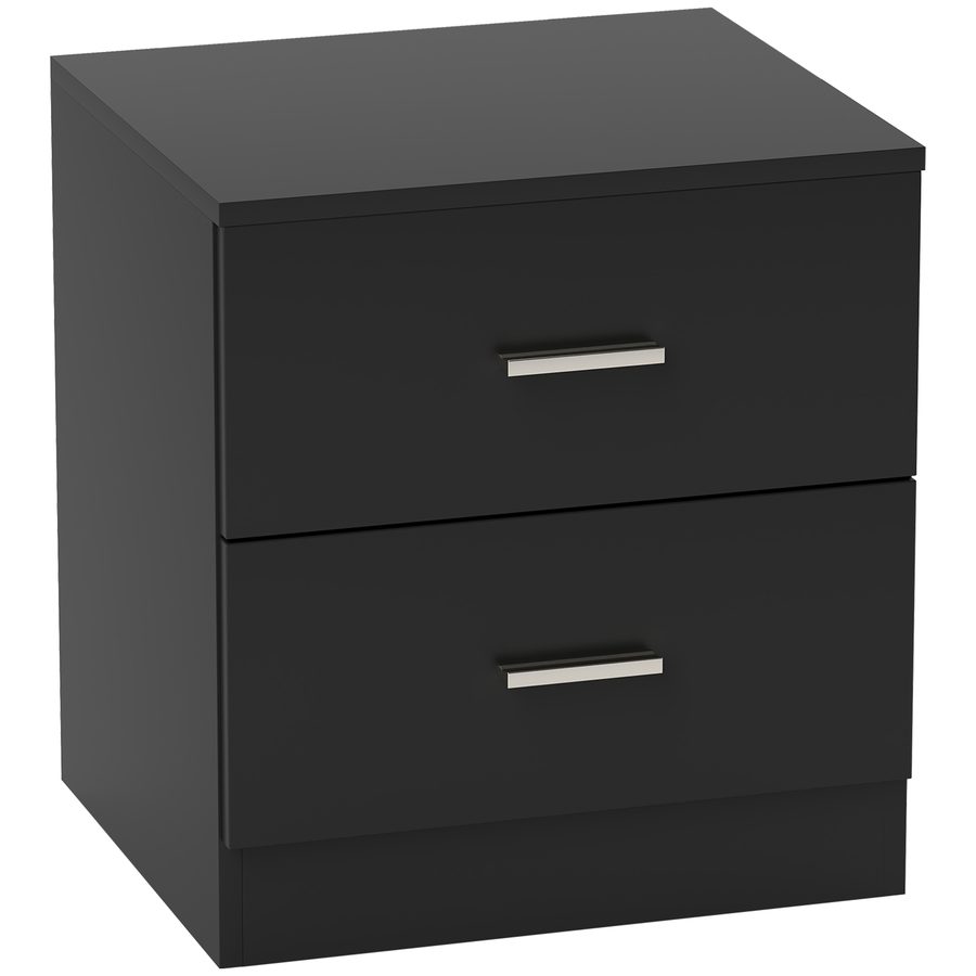 HOMCOM Moderner Nachttisch, Schlafzimmer-Nachttisch mit 2 Schubladen, Beistelltisch für Wohnzimmer, Schlafzimmer, 45x39,5x49 cm, Schwarz   Aosom von HOMCOM
