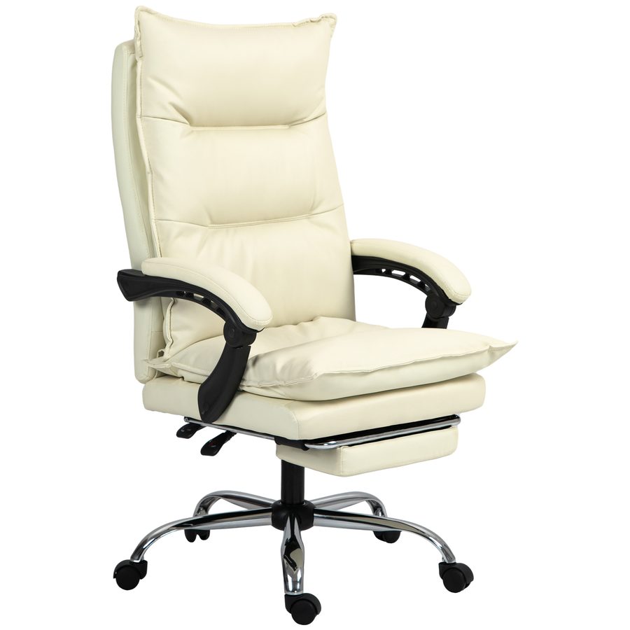 Vinsetto Bürostuhl ergonomisch höhenverstellbar 155° neigbar mit Liegefunktion und Fußstütze in Beige für komfortables Arbeiten   Aosom.de von Vinsetto