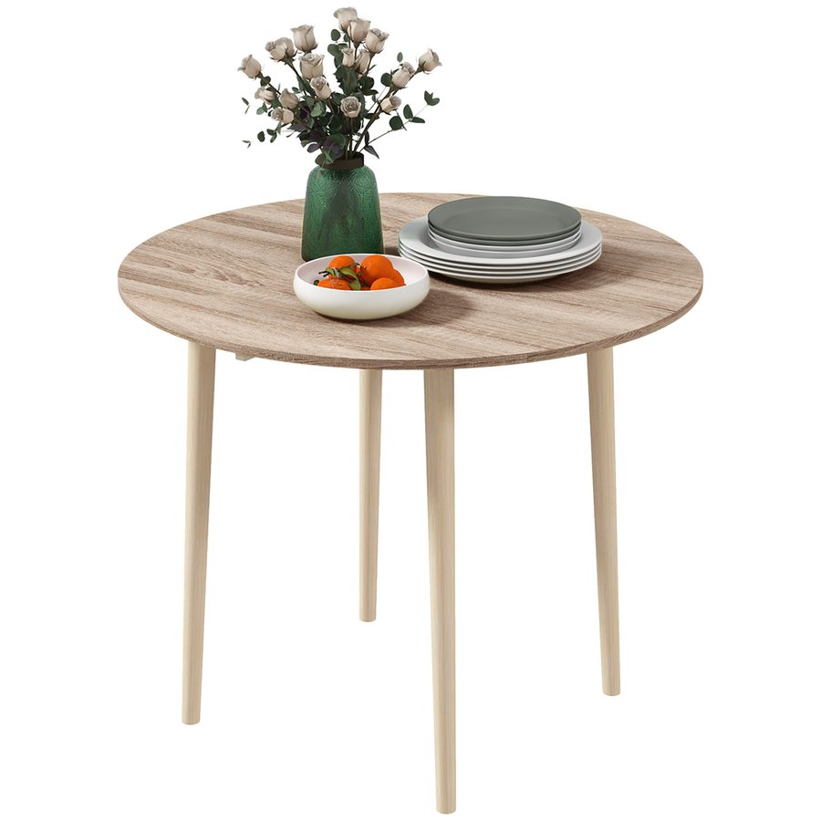 HOMCOM Klappbarer Esstisch ausziehbar Küchentisch 2 Klappen - runder Tisch wenig Platzbedarf mit Holzbeinen Ø89 x 73,5H cm   Aosom von HOMCOM