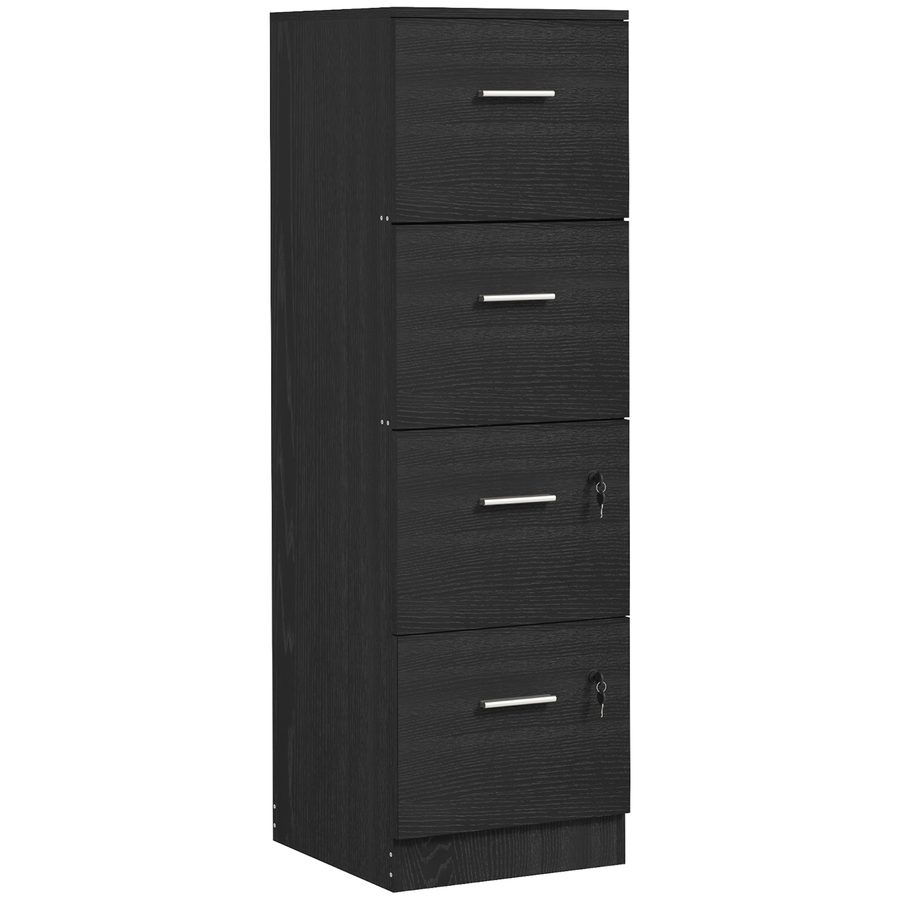 HOMCOM Schubladenschrank für Schreibtisch mit 4 Schubladen, Büroschrank mit Schlössern, verstellbare Halterungen für A4- und Letter-Dateien, Aktenschrank für Büro/Studium, 40x42x130,8 cm, Schwarz   Aosom von HOMCOM