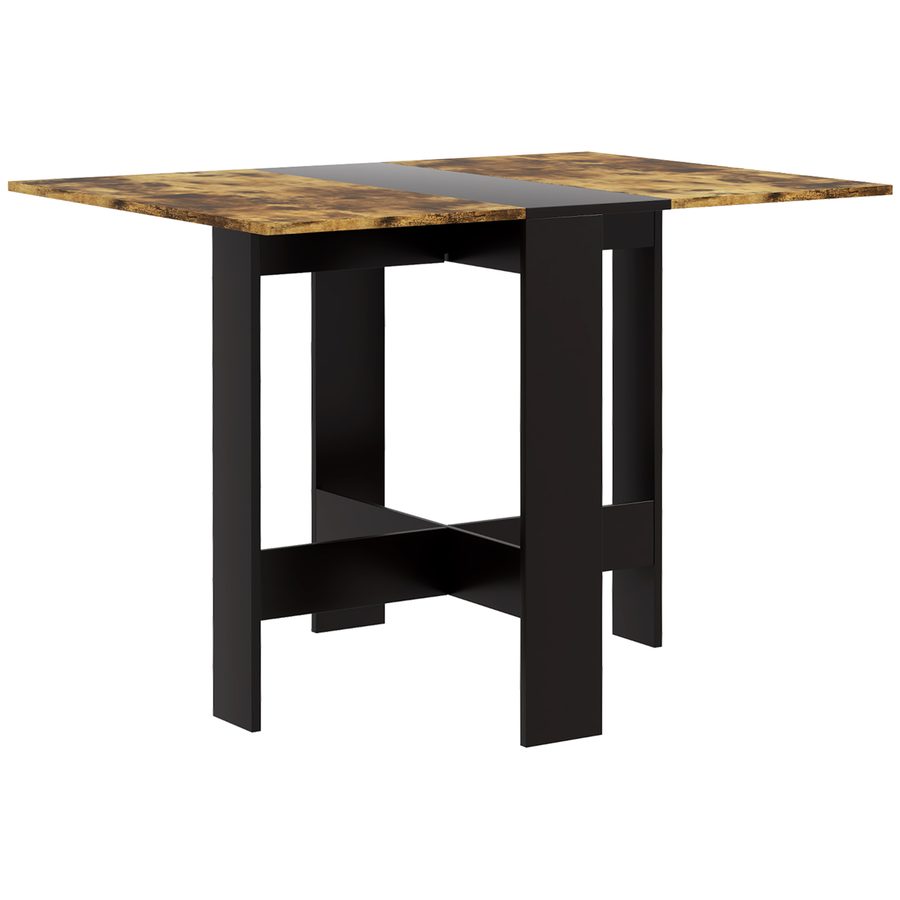 HOMCOM Klappbarer Esstisch, Klappbarer Küchentisch mit Klappflügeln, für Wohnzimmer, Kleine Räume, 103x76x73,5 cm, Schwarz und Rustikales Braun   Aosom von HOMCOM