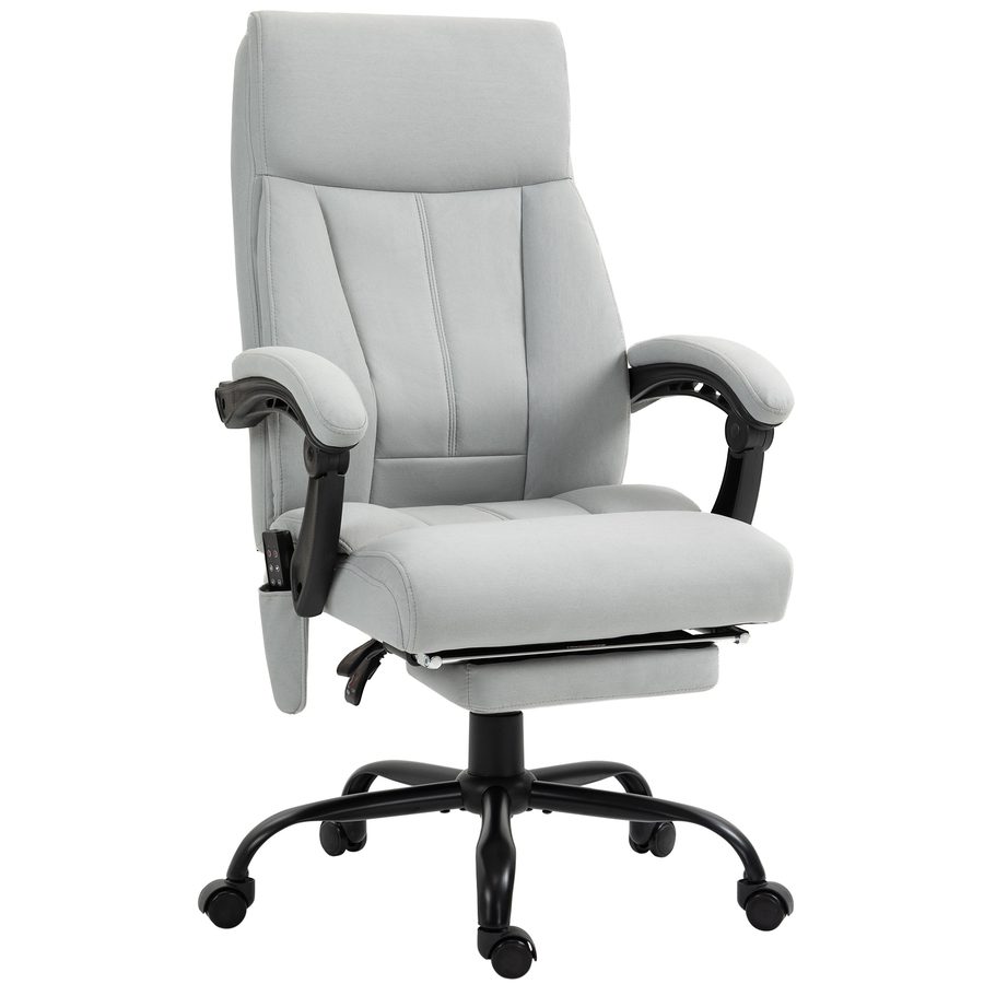 Vinsetto Massage Bürostuhl mit Liegefunktion ergonomischer Schreibtischstuhl höhenverstellbar Chefsessel mit Fußstütze Hellgrau für Büro & Homeoffice   Aosom.de von Vinsetto
