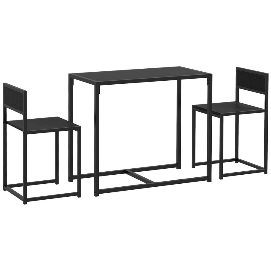 HOMCOM 3-tlg. Essgruppe, Küchentisch mit 2 Stühlen, Esstisch Set, Esszimmergruppe, Esstisch für Esszimmer, Küche, Metall, Schwarz   Aosom von HOMCOM