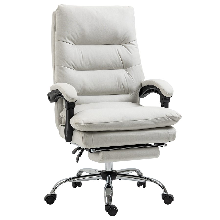 Vinsetto Bürostuhl mit Massagefunktion, mit 135° neigbaren Rückenlehne, höhenverstellbar, Belastung 120 kg Kunstleder 65x72x109-117cm Cremeweiß  Aosom von Vinsetto