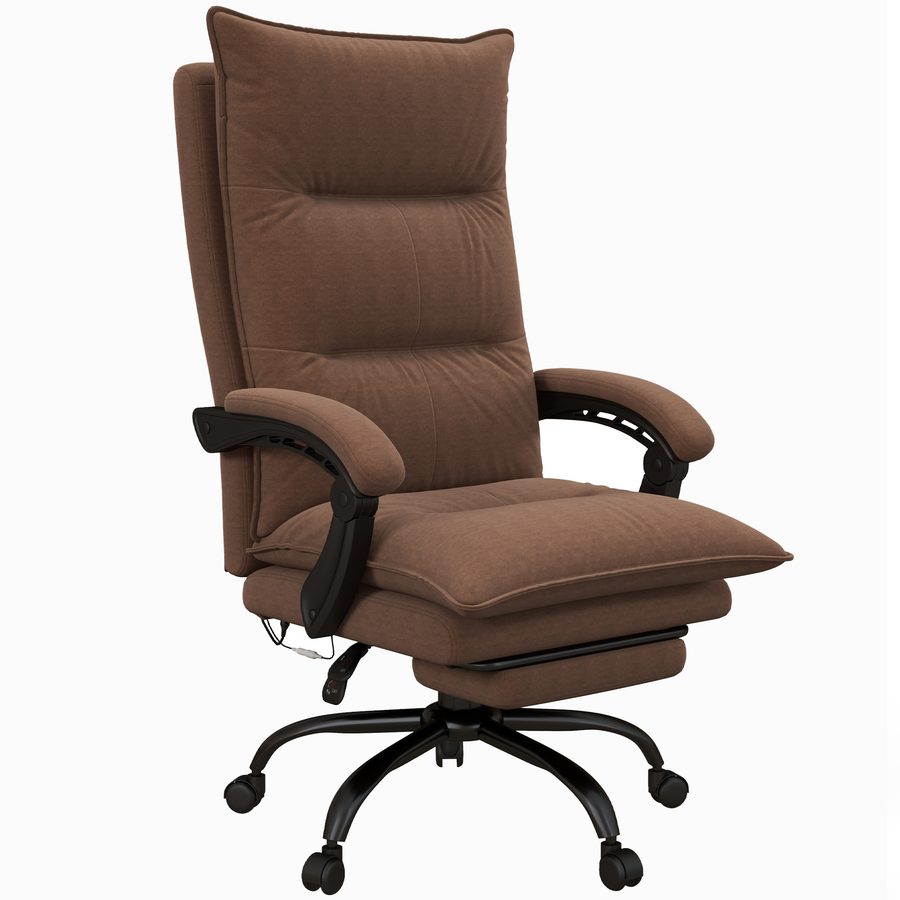 Vinsetto Bürostuhl mit Massagefunktion, 155° neigbar, Drehstuhl mit Armlehne, ergonomischer Schreibtischstuhl, Braun  Aosom von Vinsetto