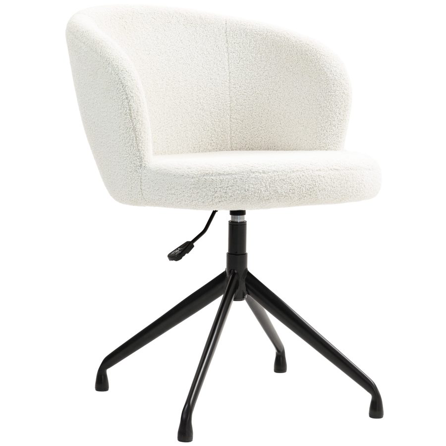 HOMCOM Ergonomischer Bürostuhl, Bürostuhl, Drehstuhl, höhenverstellbar, Belastbarkeit 120 kg, Bürostuhl, Schlingentuchbezug für Wohnzimmer, Schlafzimmer, Büro, Cremeweiß   Aosom von HOMCOM