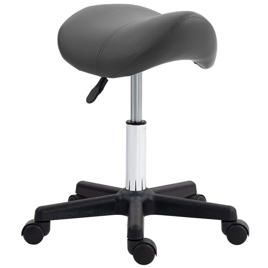 HOMCOM Rollhocker Höhenverstellbarer Drehhocker Arbeitshocker mit Rädern Drehbarer Salonstuhl Sitzhocker Salon Hocker Kunstleder Grau 48 x 47 x 45-59 cm   Aosom von HOMCOM