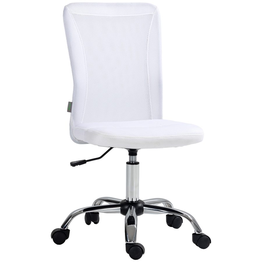 Vinsetto Bürostuhl ergonomisch höhenverstellbarer Bürostuhl verchromtes Gestell 360° drehbarer Mesh-Stoffbezug Weiß   Aosom von Vinsetto