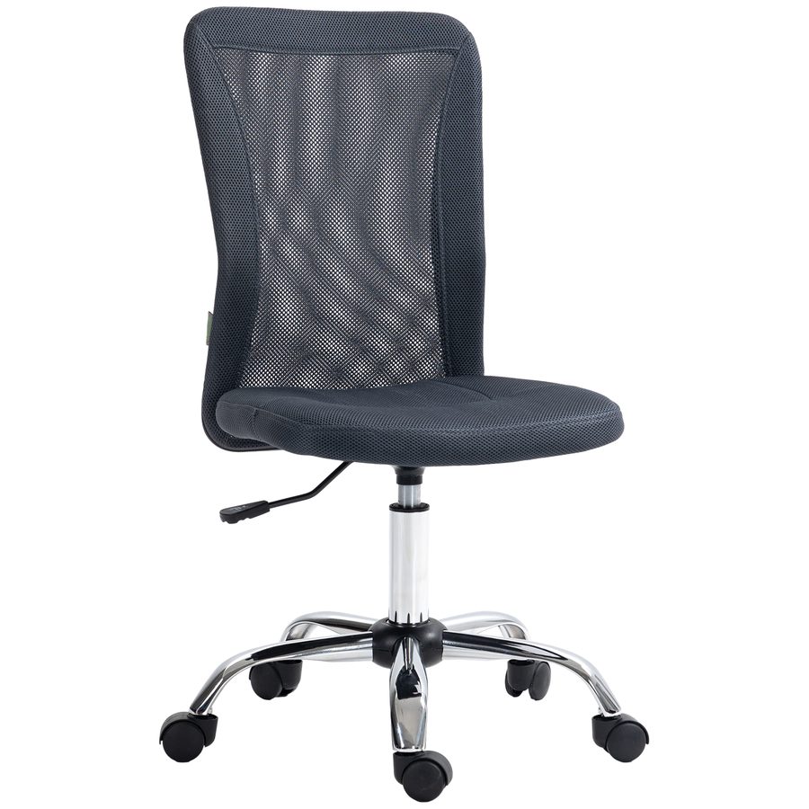 Vinsetto Bürostuhl ergonomisch höhenverstellbarer Bürostuhl mit Chromgestell 360° drehbarer Netzbezug dunkelgrau   Aosom von Vinsetto