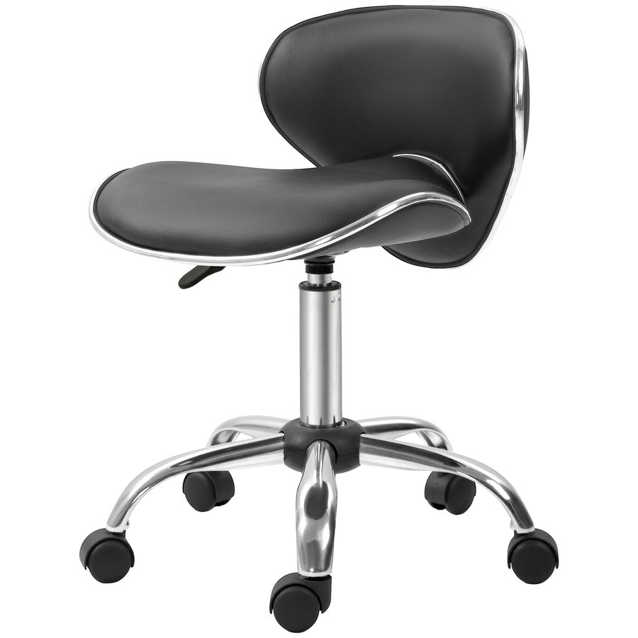 HOMCOM Drehstuhl mit höhenverstellbarer 44-56 cm Rückenlehne, 360° drehbarer Bürohocker für Massage-Salon, Büro, Klinik, Schwarz   Aosom von HOMCOM