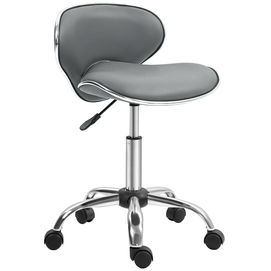 HOMCOM Rollenhocker Arbeitshocker höhenverstellbar 44-56 cm mit Rückenlehne, 360° drehbar für Massagesalon, Büro, Klinik, grau   Aosom von HOMCOM