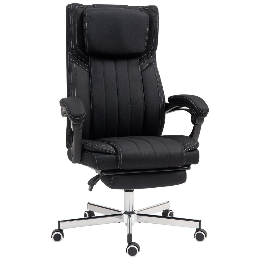 Vinsetto Bürostuhl ergonomischer Bürositz mit verstellbarem Höhe Neigungswinkel Armlehnen Fußhocker und Kopfstütze Drehbarer Bürositz mit Rollen 65x61x105-113cm schwarz   Aosom von Vinsetto