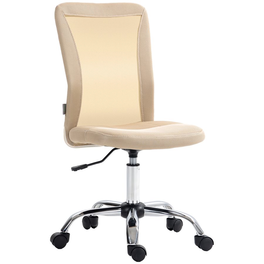 Vinsetto Bürostuhl ergonomisch höhenverstellbarer Bürostuhl verchromtes Fußgestell 360° drehbarer Mesh-Bezug beige   Aosom von Vinsetto