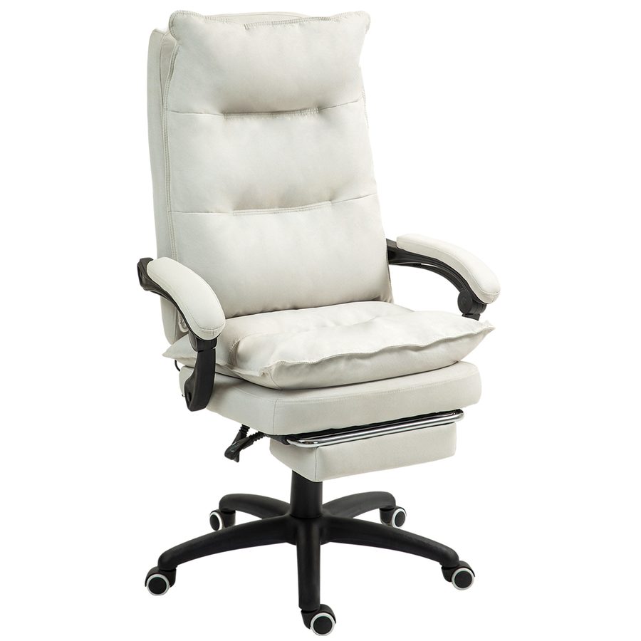 Vinsetto Bürostuhl mit 6 Punkt Massage, ergonomischer Gaming Sessel mit Liegefunktion, höheverstellbar Chefsessel mit Fußstütze, 120 kg belastbar, für Arbeitszimmer, Büro, Cremeweiß   Aosom von Vinsetto