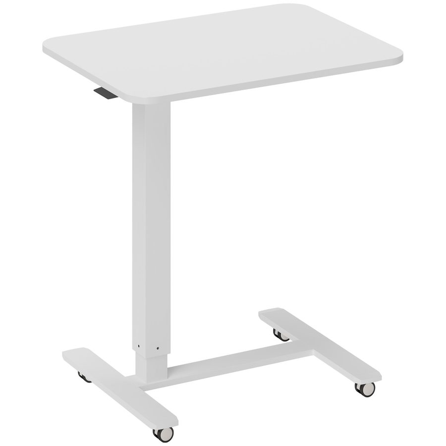 HOMCOM Höhenverstellbar Steh-Sitz C-förmig Schreibtisch Platzsparend Laptoptisch Stehpult Beistelltisch mit Rollen für Arbeitszimmer Wohnzimmer Weiß Belastbar bis 70 kg 65 x 48 x 70-110 cm   Aosom von HOMCOM