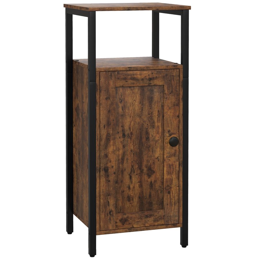 HOMCOM Beistelltisch, Couchtisch im industriell Design, Kaffeetisch mit verstellbar Regal, für Wohnzimmer, Schlafzimmer, 34 x 30 x 80 cm, Rustikales Braun   Aosom von HOMCOM
