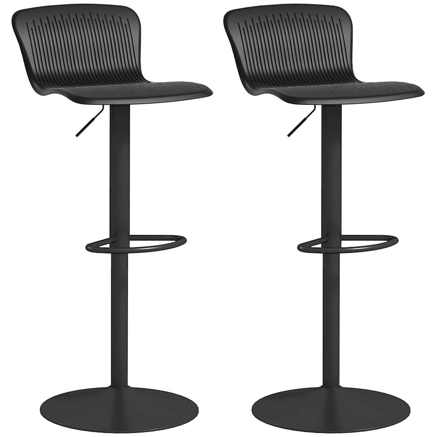 HOMCOM Set mit 2 Barhockern, höhenverstellbare Barhocker mit drehbarer Sitzfläche aus Polypropylen, Rückenlehne und Fußstütze, Barhocker Küche, Esszimmer, Theke, Schwarz   Aosom von HOMCOM