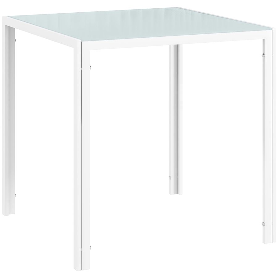 HOMCOM Esstisch Quadratischer Küchentisch für 4 Personen, Esszimmertisch aus Hartglas, bis 80 kg belastbar, für Küche, Esszimmer, 75 x 75 x 75 cm, Weiß   Aosom von HOMCOM