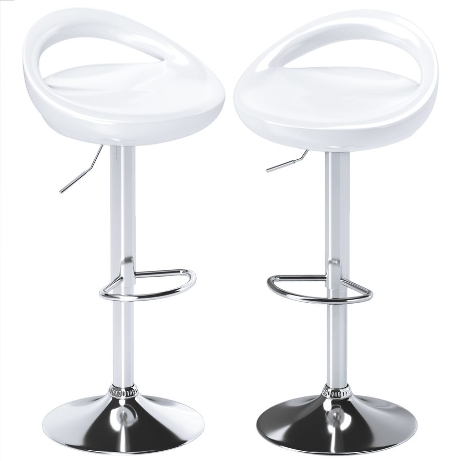 HOMCOM Set 2 Hochstühle, 360° Drehbare Barhocker mit Rückenlehne und Fußstütze, Höhenverstellbar, Stahlbasis, für Esszimmer und Küche, 46x41x76-96cm, Weiß   Aosom von HOMCOM