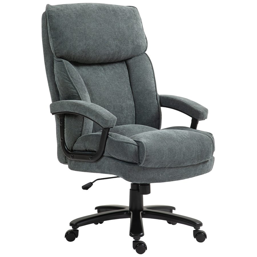 HOMCOM Bürostuhl, Ergonomisch Schreibtischstuhl mit Wippfunktion, Leinenoptik, Höhenverstellbar PC Stuhl mit Drehfunktion, Dicke Kissen, bis 200 kg belastbar, für Home-Office, Grau   Aosom von HOMCOM