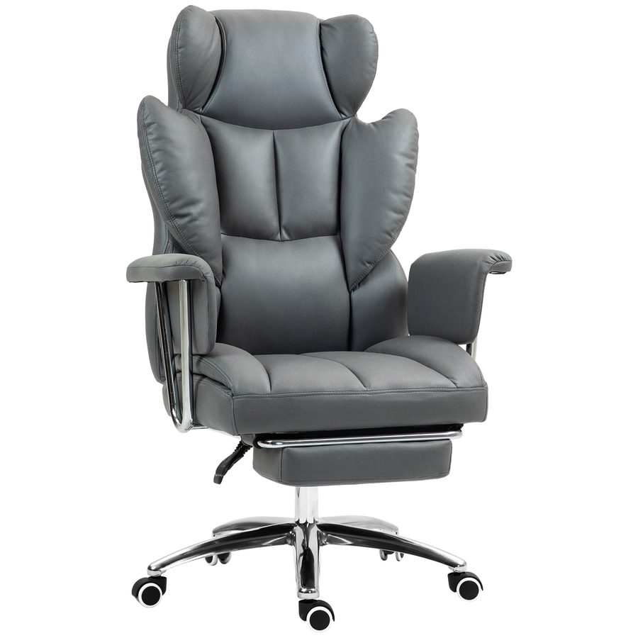 HOMCOM Bürostuhl mit Liegefunktion, ergonomisch Schreibtischstuhl, höhenverstellbar Drehstuhl mit Fußstütze, gepolstert, bis 120 kg belastbar, für Büro, Arbeitszimmer, Dunkelgrau   Aosom von HOMCOM
