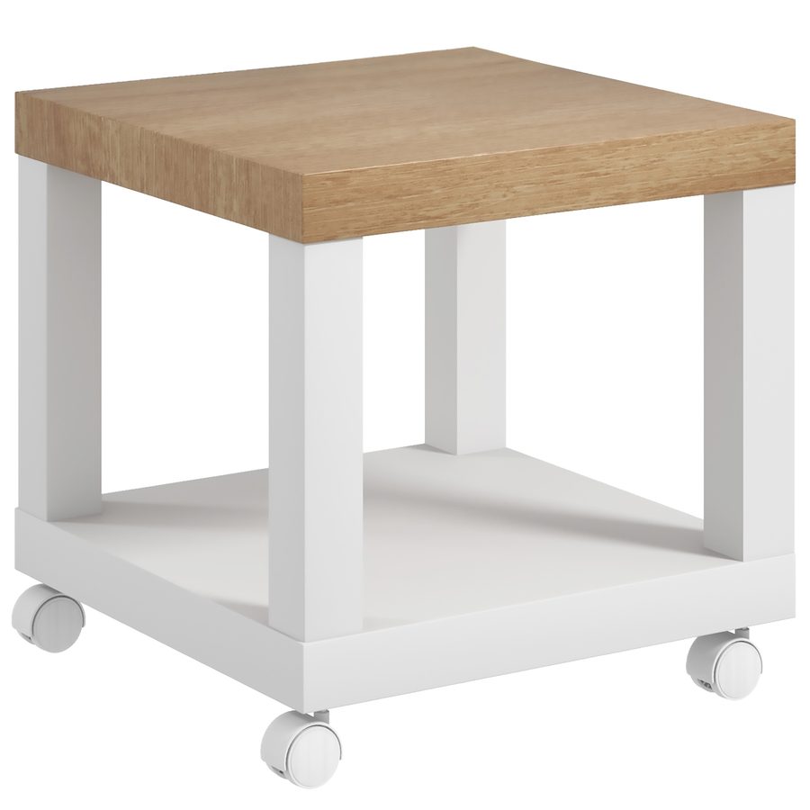 HOMCOM Rollbarer Beistelltisch, Moderner Couchtisch mit offenem Regal, für Wohnzimmer, Schlafzimmer oder Büro, 40 x 40 x 40 cm, Naturholz & Weiß   Aosom von HOMCOM